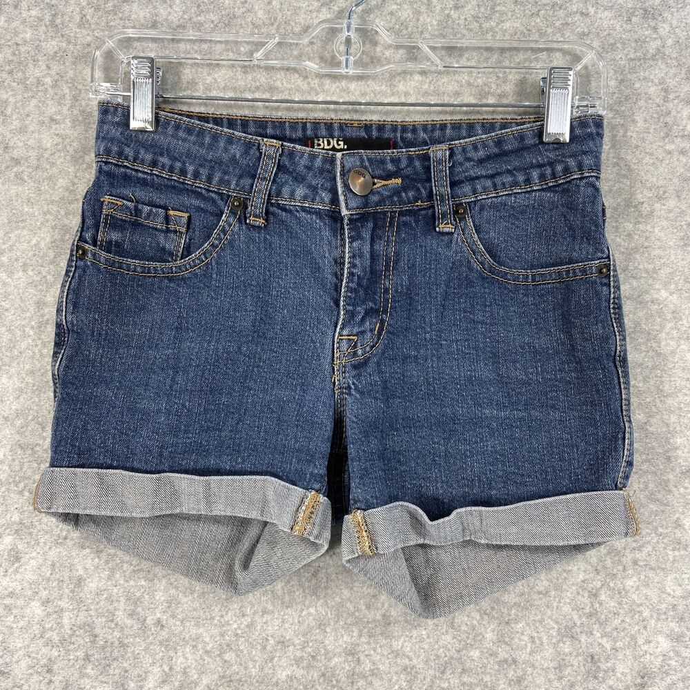 BDG Shortie Denim Jean Shorts Cuffed 5 Pocket‎ Blue Womens Size 26